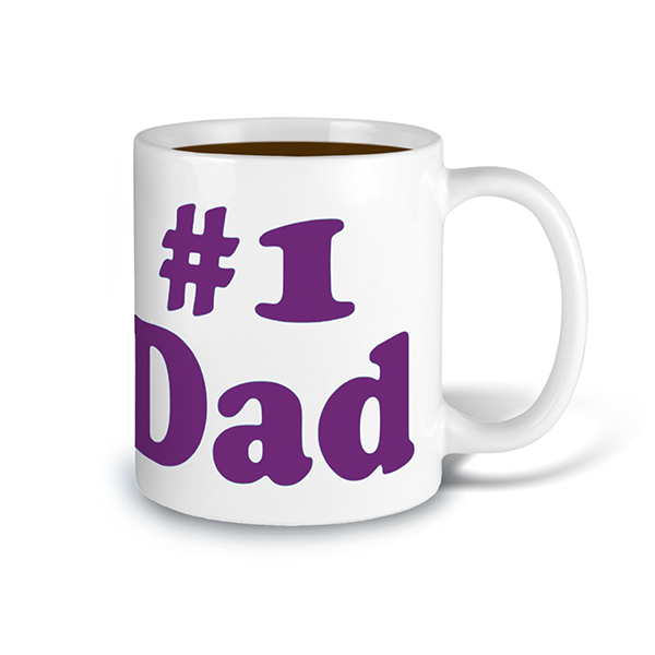 Coffee mug that reads "#1 Dad"
