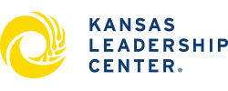 Logo featuring wheat stalks making a circle and the words "Kansas Leadership Center"